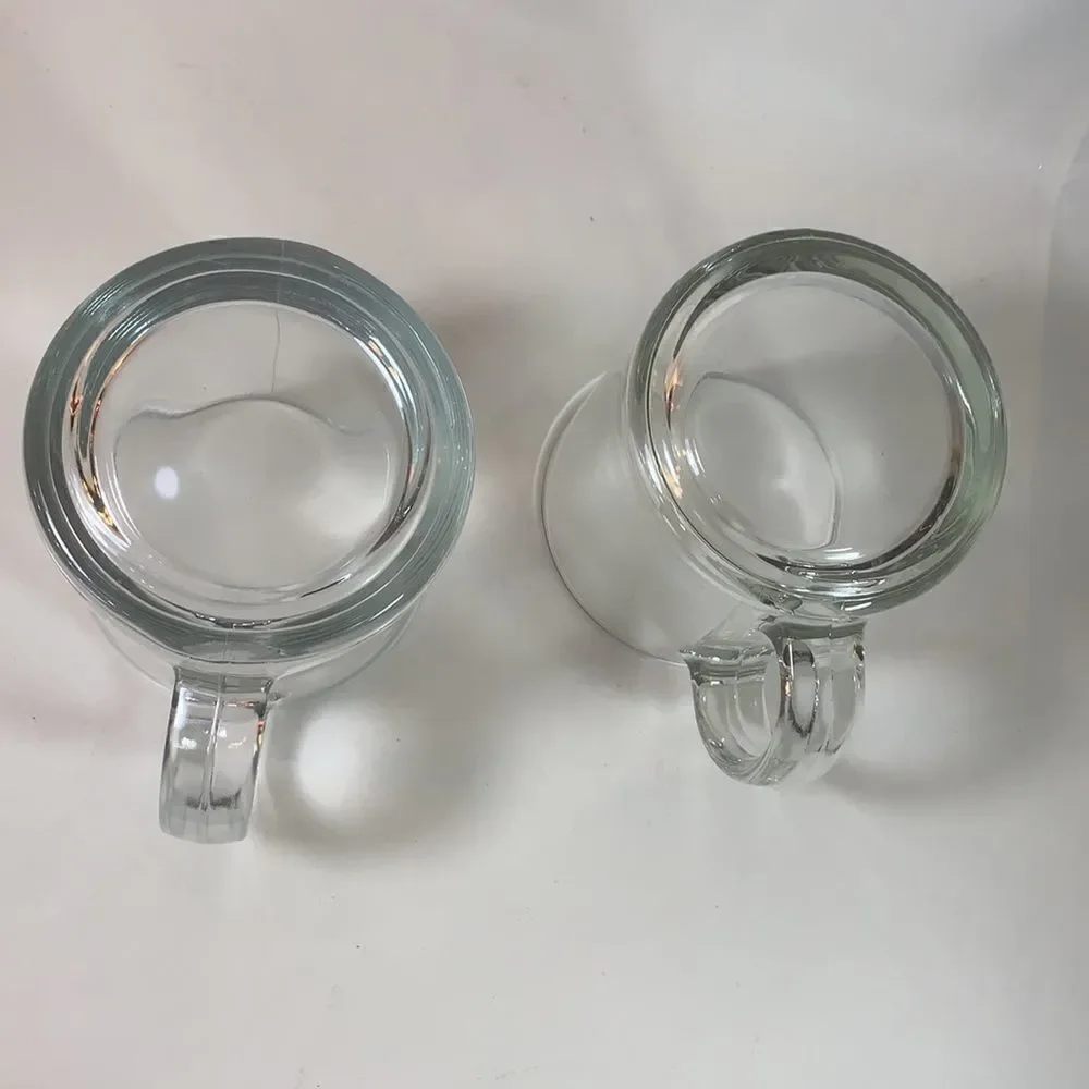 Clear Glass Mugs Coffee Cappuccino Tea Cocoa Cocktail 12 Ounces Each Set Of 2
